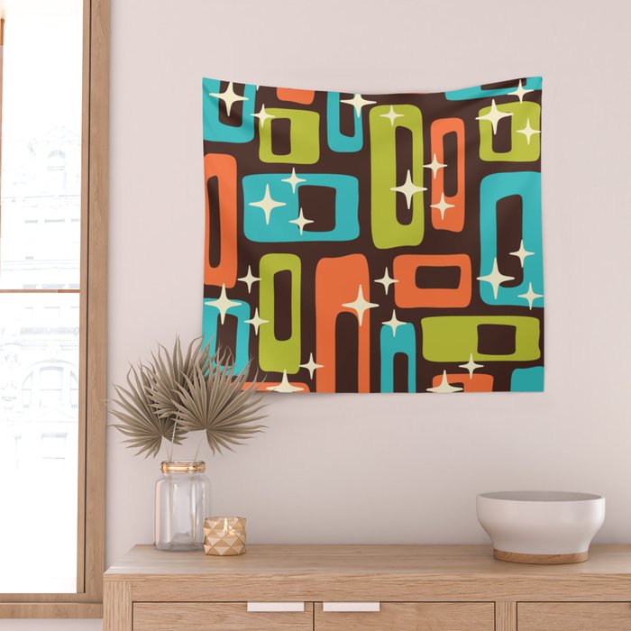 Retro Mid Century Modern Abstract Pattern 632 Wall Tapestry Gallery Image 2