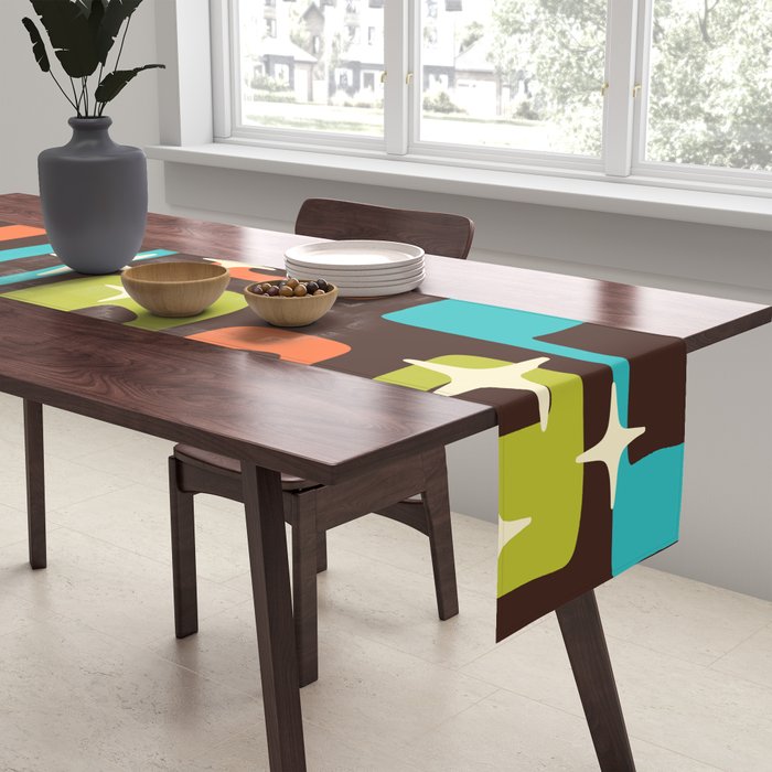Retro Mid Century Modern Abstract Pattern 632 Table Runner Gallery Image 2