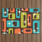 Retro Mid Century Modern Abstract Pattern 632 Outdoor Rug Gallery Image 1
