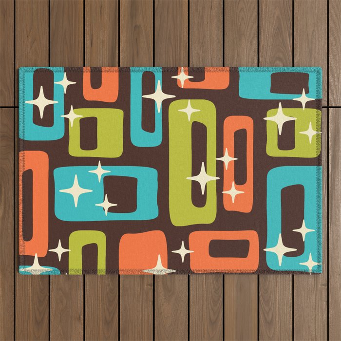 Retro Mid Century Modern Abstract Pattern 632 Outdoor Rug Gallery Image 1