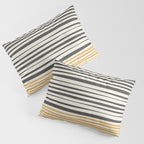Natural Stripes Modern Minimalist Colour Block Pattern Charcoal Grey, Muted Mustard Gold, and Cream Beige Pillow Sham Gallery Image 3