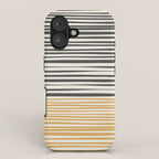 Natural Stripes Modern Minimalist Colour Block Pattern Charcoal Grey, Muted Mustard Gold, and Cream Beige iPhone Case Gallery Image 1
