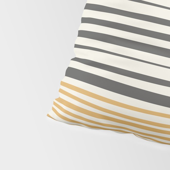 Natural Stripes Modern Minimalist Colour Block Pattern Charcoal Grey, Muted Mustard Gold, and Cream Beige Pillow Sham Gallery Image 4