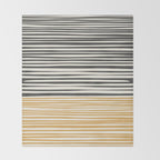 Natural Stripes Modern Minimalist Colour Block Pattern Charcoal Grey, Muted Mustard Gold, and Cream Beige Throw Blanket Gallery Image 2