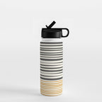 Natural Stripes Modern Minimalist Colour Block Pattern Charcoal Grey, Muted Mustard Gold, and Cream Beige Water Bottle Gallery Image 1