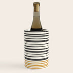 Natural Stripes Modern Minimalist Colour Block Pattern Charcoal Grey, Muted Mustard Gold, and Cream Beige Wine Chiller Gallery Image 1