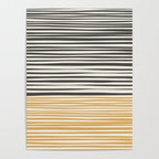 Natural Stripes Modern Minimalist Colour Block Pattern Charcoal Grey, Muted Mustard Gold, and Cream Beige Poster Gallery Image 4