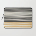 Natural Stripes Modern Minimalist Colour Block Pattern Charcoal Grey, Muted Mustard Gold, and Cream Beige Laptop Sleeve Gallery Image 1