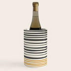 Natural Stripes Modern Minimalist Colour Block Pattern Charcoal Grey, Muted Mustard Gold, and Cream Beige Wine Chiller Gallery Image 3