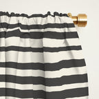 Natural Stripes Modern Minimalist Colour Block Pattern Charcoal Grey, Muted Mustard Gold, and Cream Beige Window Curtain Gallery Image 2