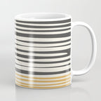Natural Stripes Modern Minimalist Colour Block Pattern Charcoal Grey, Muted Mustard Gold, and Cream Beige Coffee Mug Gallery Image 1