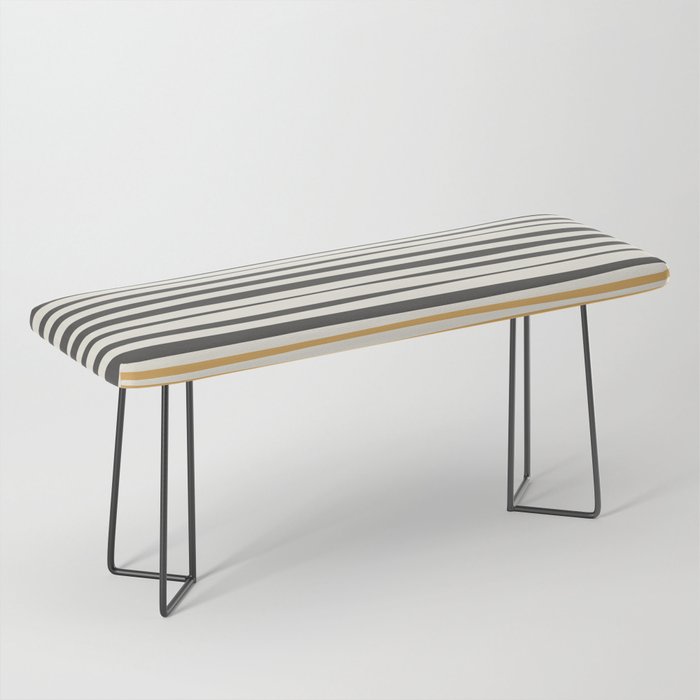 Natural Stripes Modern Minimalist Colour Block Pattern Charcoal Grey, Muted Mustard Gold, and Cream Beige Bench Gallery Image 1