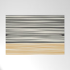 Natural Stripes Modern Minimalist Colour Block Pattern Charcoal Grey, Muted Mustard Gold, and Cream Beige Welcome Mat Gallery Image 1