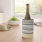 Natural Stripes Modern Minimalist Colour Block Pattern Charcoal Grey, Muted Mustard Gold, and Cream Beige Wine Chiller Gallery Image 4