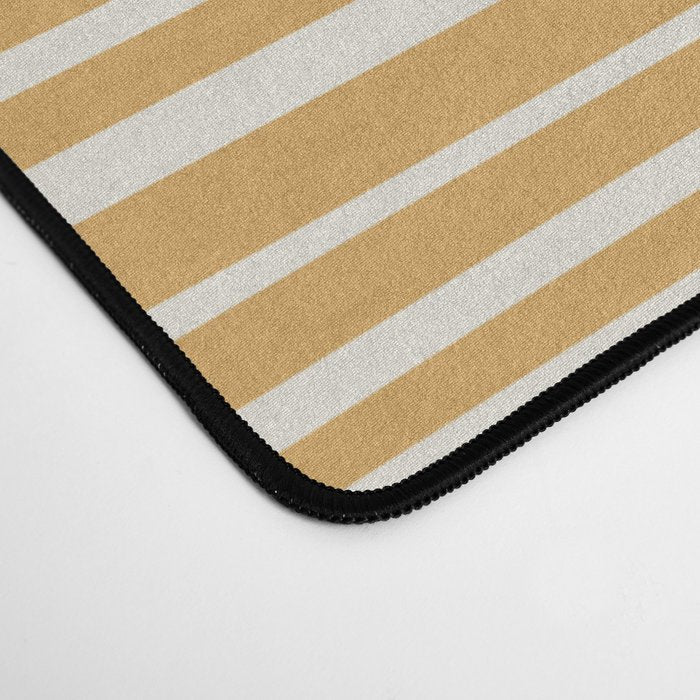 Natural Stripes Modern Minimalist Colour Block Pattern Charcoal Grey, Muted Mustard Gold, and Cream Beige Desk Mat Gallery Image 4