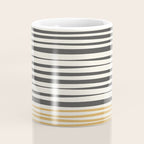 Natural Stripes Modern Minimalist Colour Block Pattern Charcoal Grey, Muted Mustard Gold, and Cream Beige Coffee Mug Gallery Image 4