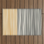 Natural Stripes Modern Minimalist Colour Block Pattern Charcoal Grey, Muted Mustard Gold, and Cream Beige Outdoor Rug Gallery Image 1