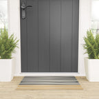 Natural Stripes Modern Minimalist Colour Block Pattern Charcoal Grey, Muted Mustard Gold, and Cream Beige Welcome Mat Gallery Image 3