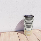 Natural Stripes Modern Minimalist Colour Block Pattern Charcoal Grey, Muted Mustard Gold, and Cream Beige Travel Mug Gallery Image 4