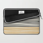 Natural Stripes Modern Minimalist Colour Block Pattern Charcoal Grey, Muted Mustard Gold, and Cream Beige Laptop Sleeve Gallery Image 2