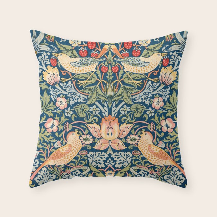 Strawberry Thief by William Morris Throw Pillow Gallery Image 6
