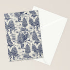 Bigfoot / Sasquatch Toile de Jouy in Blue Stationery Card Gallery Image 2
