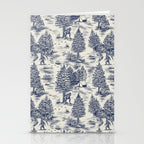 Bigfoot / Sasquatch Toile de Jouy in Blue Stationery Card Gallery Image 2