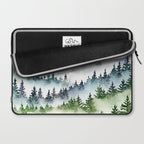Misty Mountain Pines - Foggy Forest Watercolor Painting Laptop Sleeve Gallery Image 2