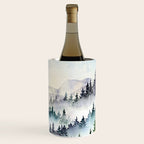 Misty Mountain Pines - Foggy Forest Watercolor Painting Wine Chiller Gallery Image 1