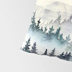 Misty Mountain Pines - Foggy Forest Watercolor Painting Pillow Sham Gallery Image 4