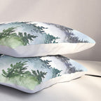 Misty Mountain Pines - Foggy Forest Watercolor Painting Pillow Sham Gallery Image 3