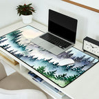 Misty Mountain Pines - Foggy Forest Watercolor Painting Desk Mat Gallery Image 2