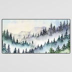 Misty Mountain Pines - Foggy Forest Watercolor Painting Desk Mat Gallery Image 3