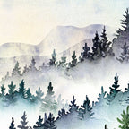 Misty Mountain Pines - Foggy Forest Watercolor Painting Coffee Mug Gallery Image 2