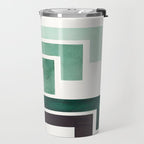 Deep Green Pattern Mid-century Modern Simple Geometric Pattern Watercolor Minimalist Art Squares Travel Mug Gallery Image 2