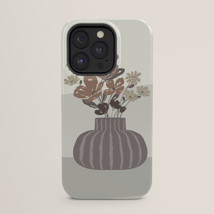 Wildflower bouquet in vase illustration - pantone brown mocha mousse iPhone Case Gallery Image 23