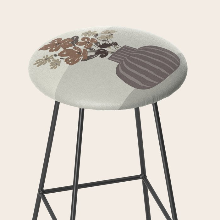 Wildflower bouquet in vase illustration - pantone brown mocha mousse Stool Gallery Image 2