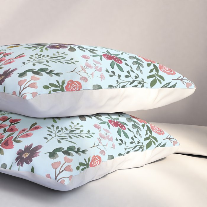 Bright Watercolor Flower - Blue Pillow Sham Gallery Image 3