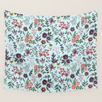 Bright Watercolor Flower - Blue Wall Tapestry Gallery Image 4