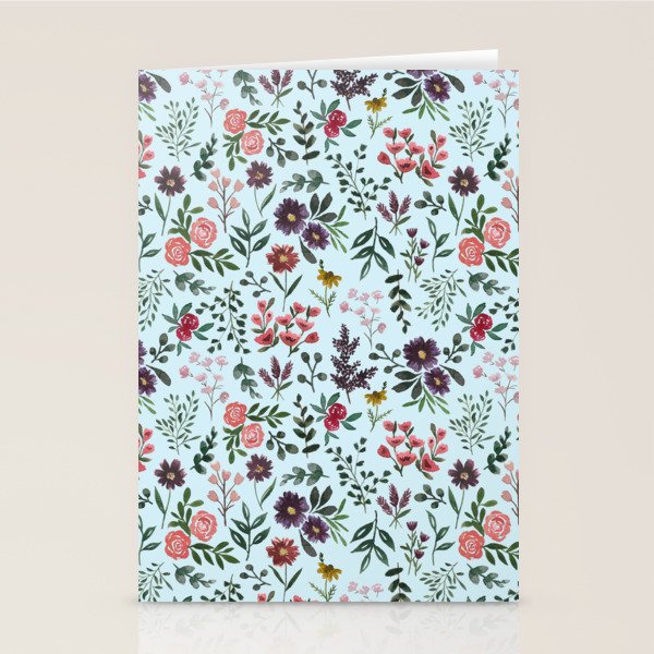 Bright Watercolor Flower - Blue Stationery Card Gallery Image 2