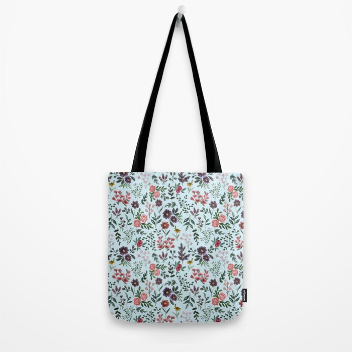 Bright Watercolor Flower - Blue Tote Bag Gallery Image 2