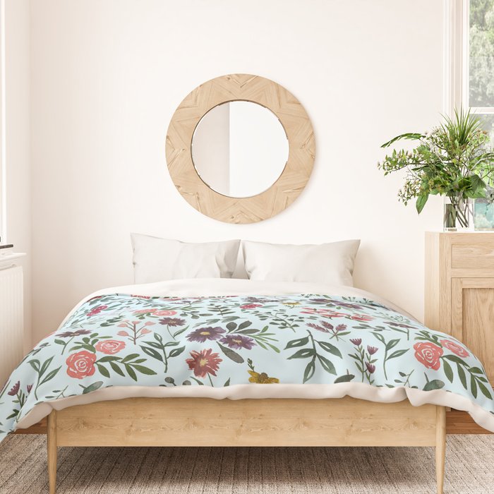 Bright Watercolor Flower - Blue Duvet Cover Gallery Image 3