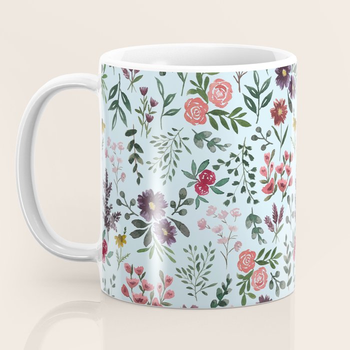 Bright Watercolor Flower - Blue Coffee Mug Gallery Image 3
