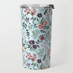 Bright Watercolor Flower - Blue Travel Mug Gallery Image 2
