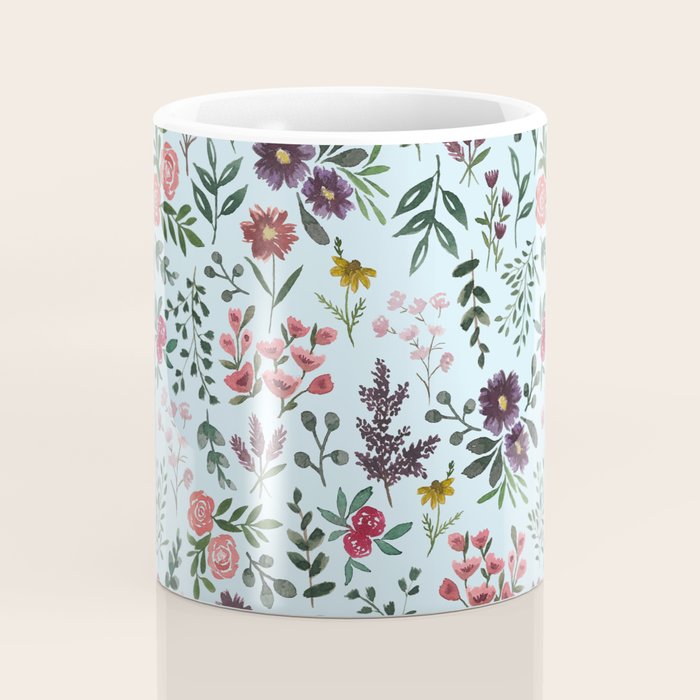 Bright Watercolor Flower - Blue Coffee Mug Gallery Image 4