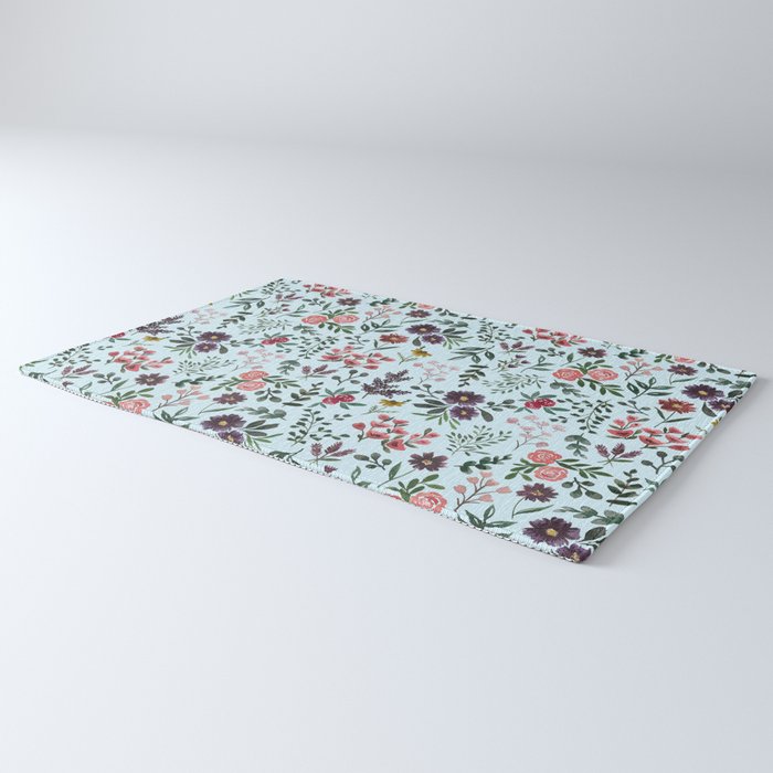 Bright Watercolor Flower - Blue Rug Gallery Image 3