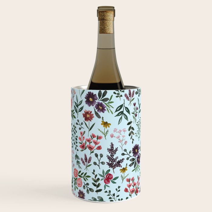 Bright Watercolor Flower - Blue Wine Chiller Gallery Image 1