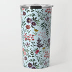 Bright Watercolor Flower - Blue Travel Mug Gallery Image 1