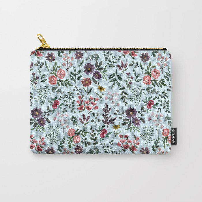 Bright Watercolor Flower - Blue Carry All Pouch Gallery Image 1
