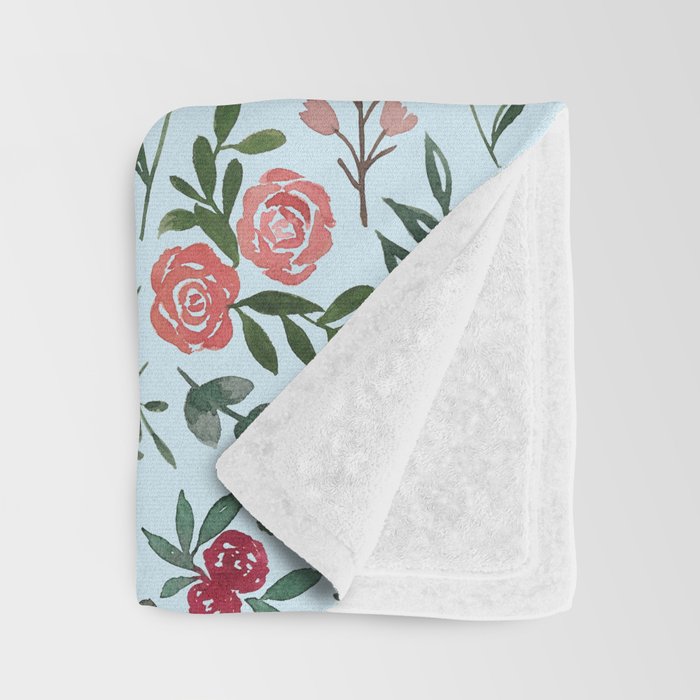 Bright Watercolor Flower - Blue Throw Blanket Gallery Image 3